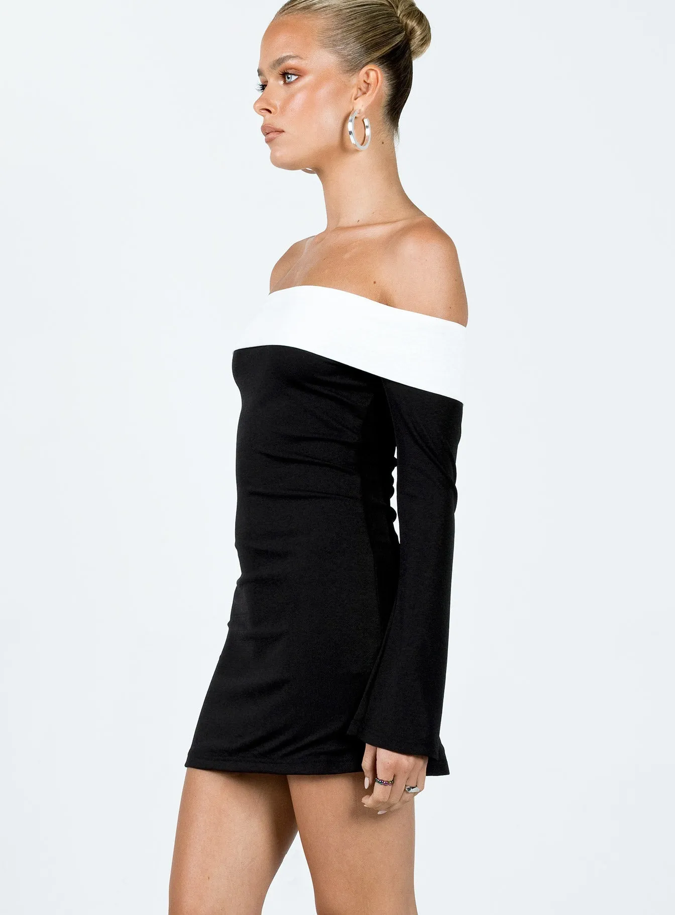 Pleated design Anya Mini Dress Black / White