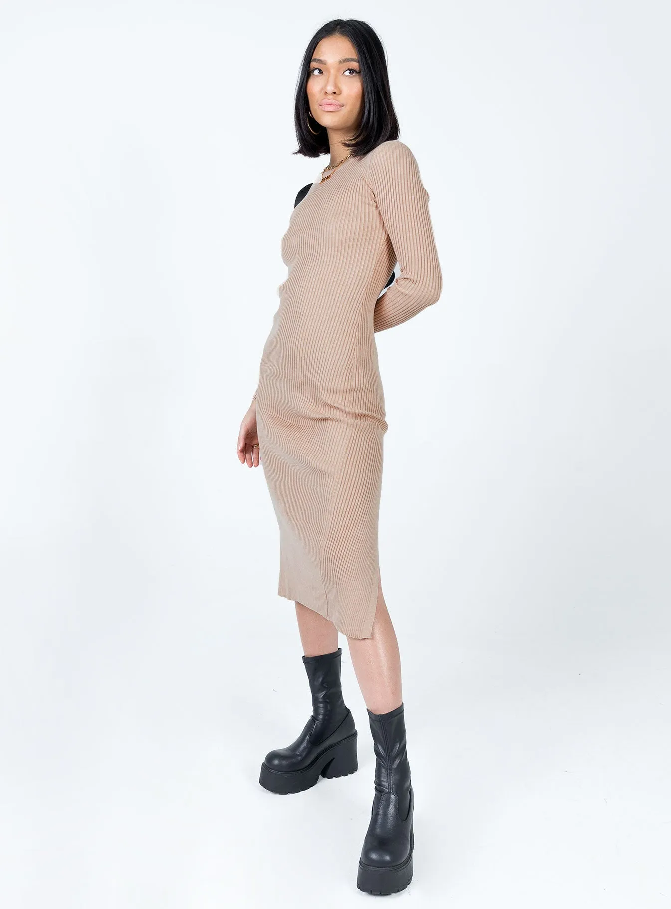 Tiarnie Midi Dress Beige Subtle Glow windproof