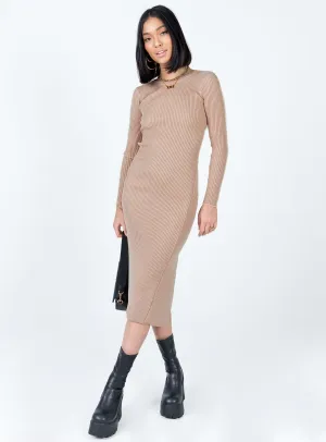 Color-Blocked Tiarnie Midi Dress Beige