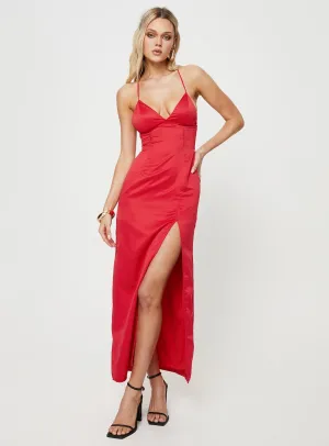 Sleek Outline Summer Ready Chambers Maxi Dress Red