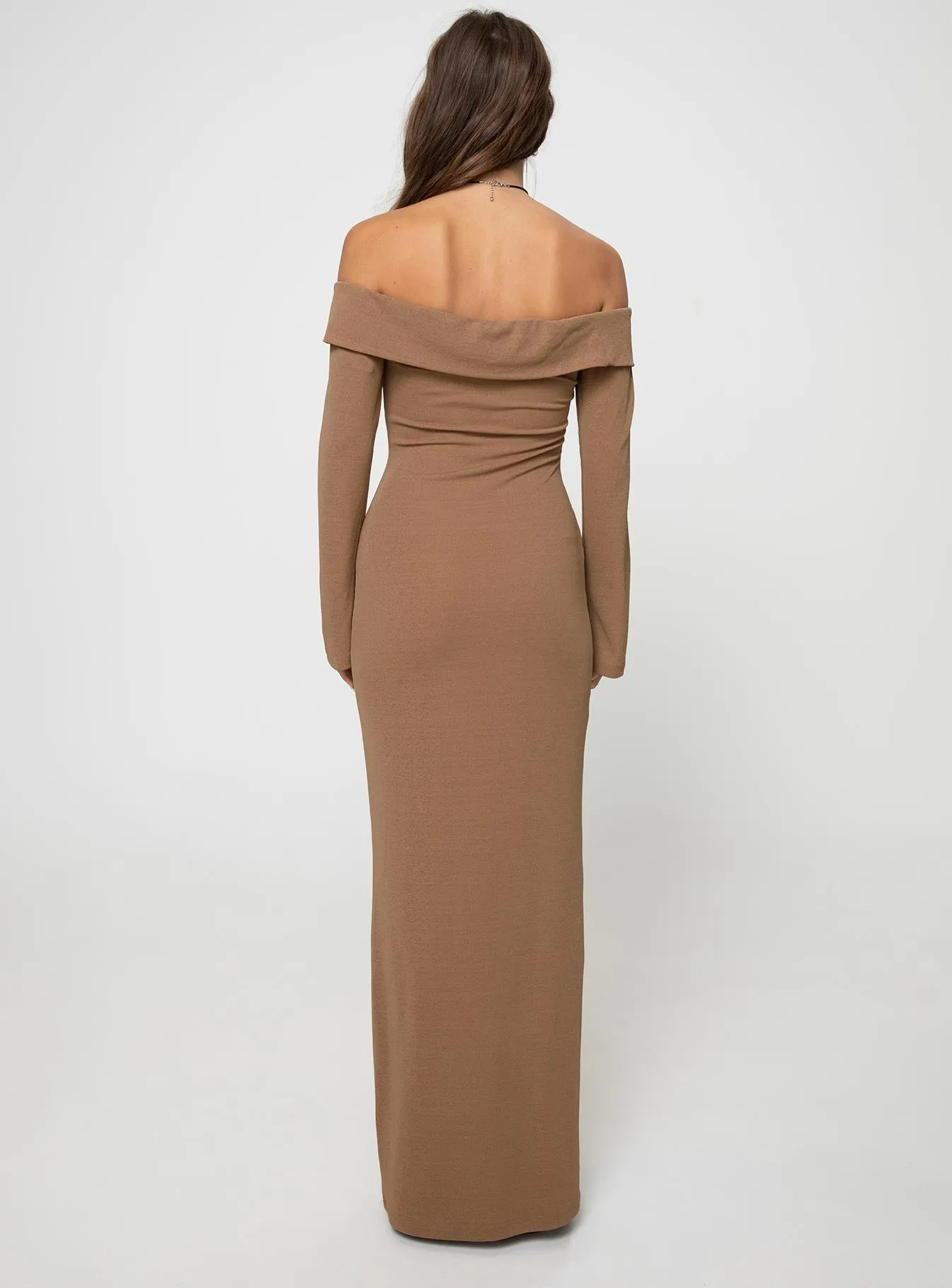 Maida Maxi Dress Light Brown Practical work-to-play piece
