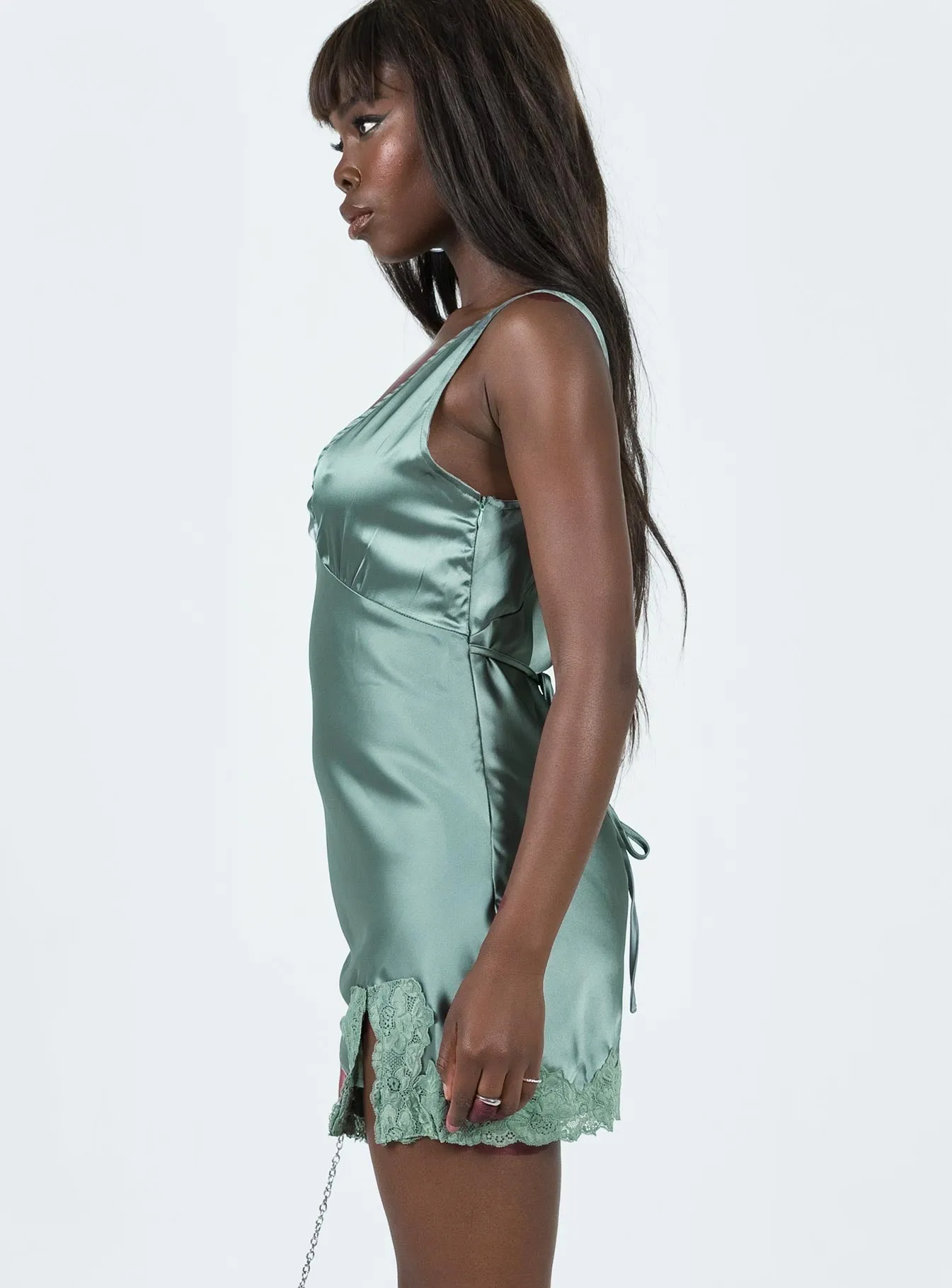 Athenia Mini Dress Green Textured Look