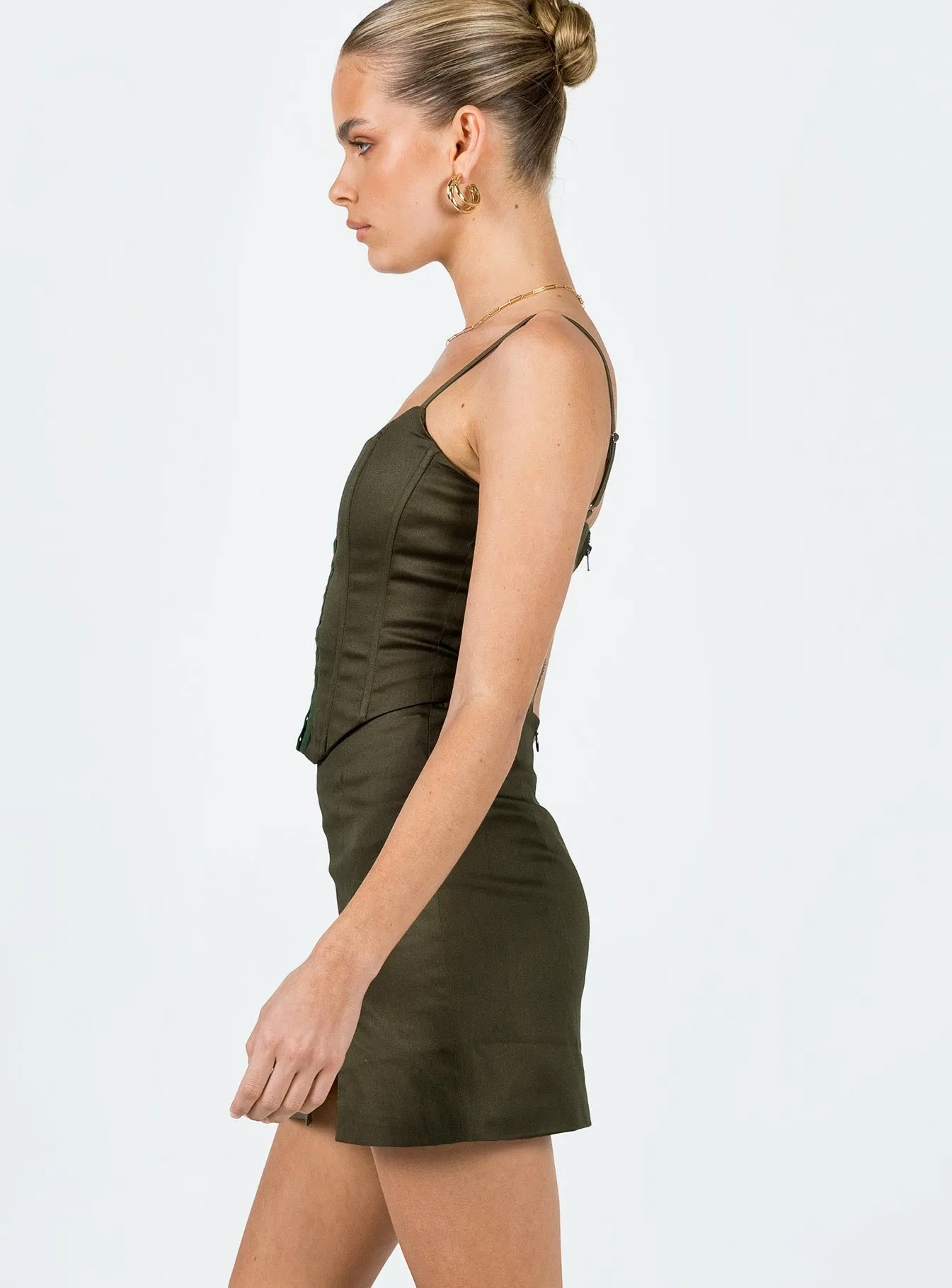 Karina Set Khaki quick dry Reinforced Hemline