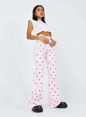 Abrand Double Oh Flare Jeans Pink Heart Effortless Design SmoothGripFastenings