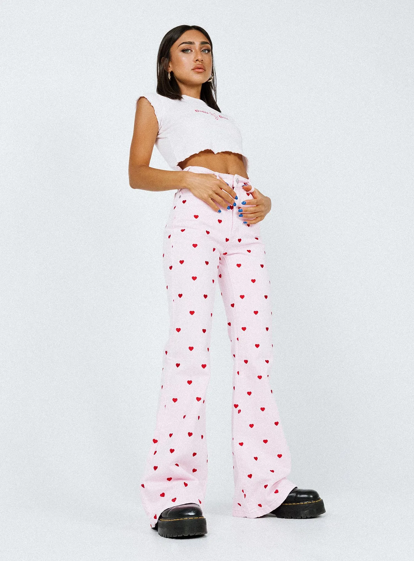 Abrand Double Oh Flare Jeans Pink Heart Effortless Design SmoothGripFastenings