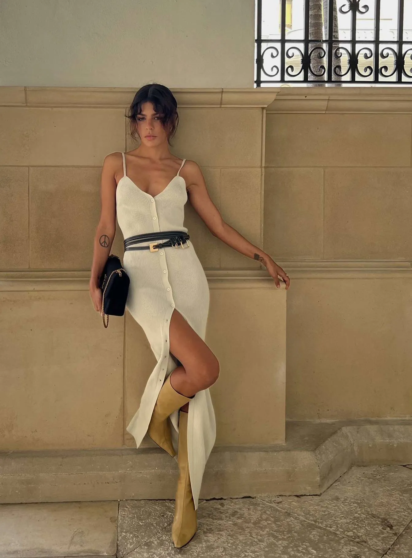 Casa Midi Dress Cream Comfortable Shape