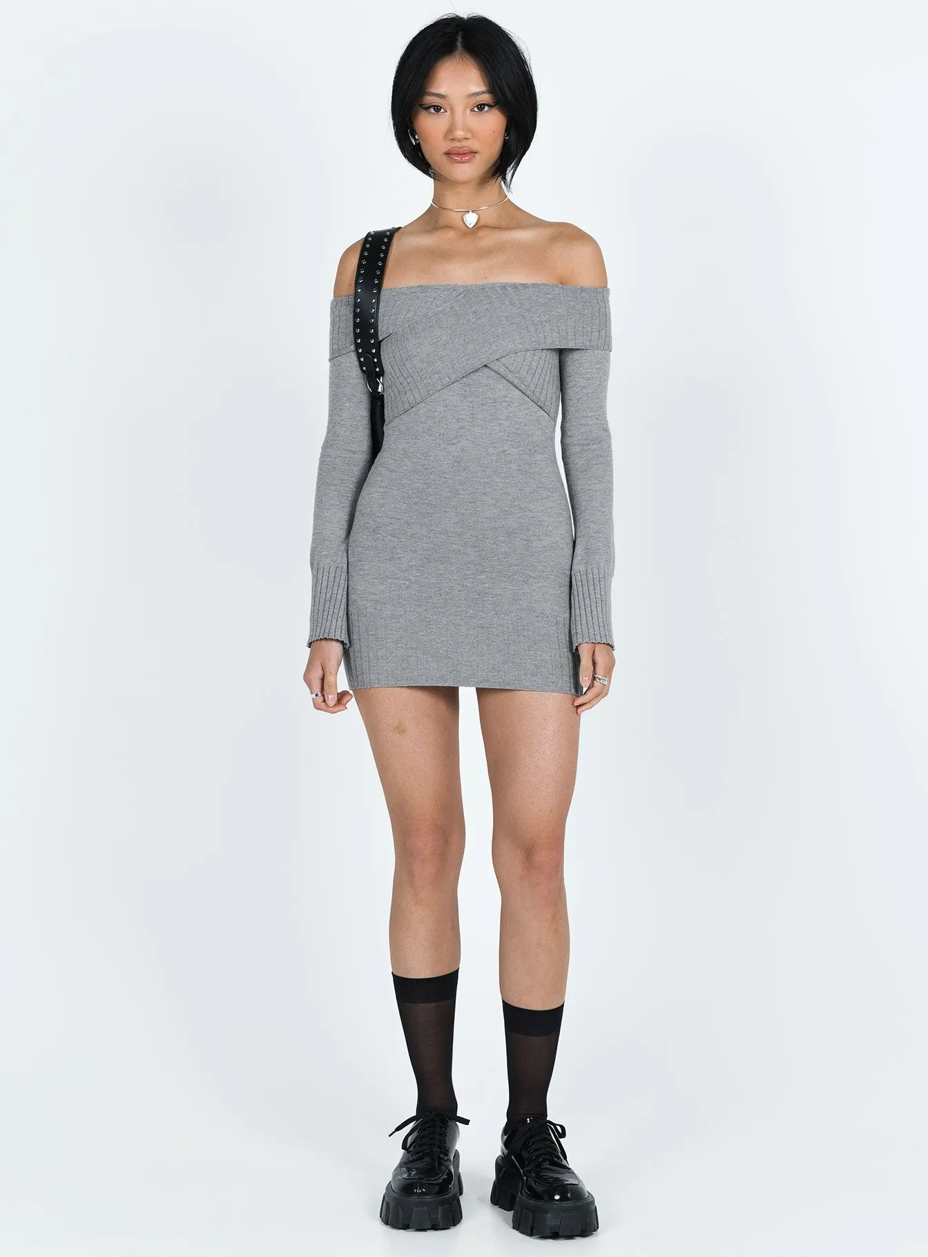 Refined Cut Mainey Long Sleeve Mini Dress Grey