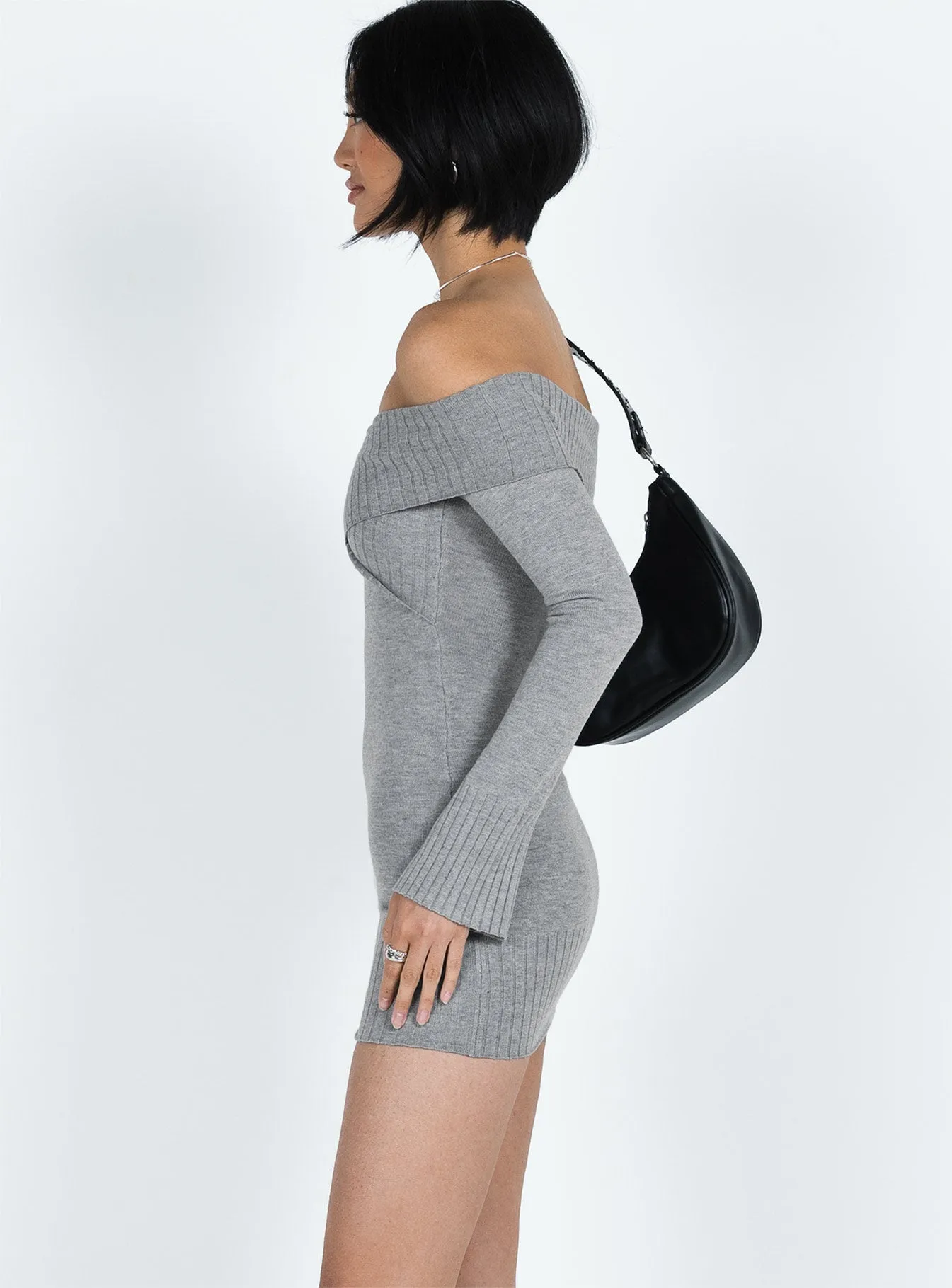 Mainey Long Sleeve Mini Dress Grey Fresh Motion
