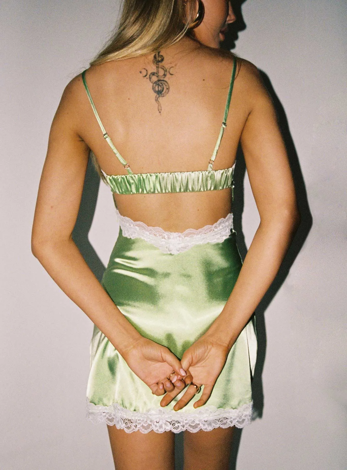 Indria Mini Dress Green Minimal Cut Deep Hue