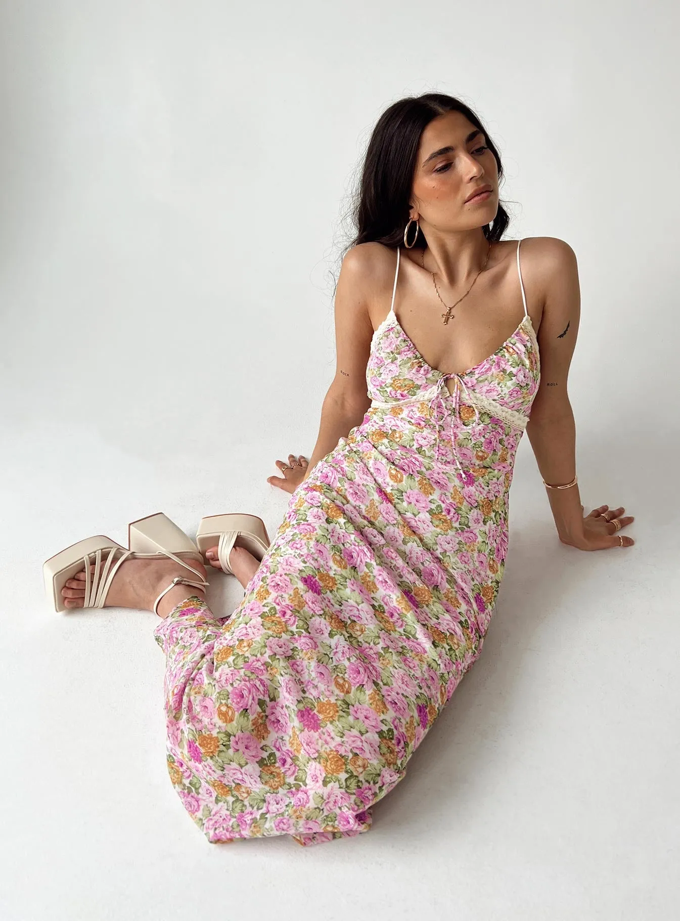 spring outfit Work Fit Emily Maxi Dress Pink Floral Petite