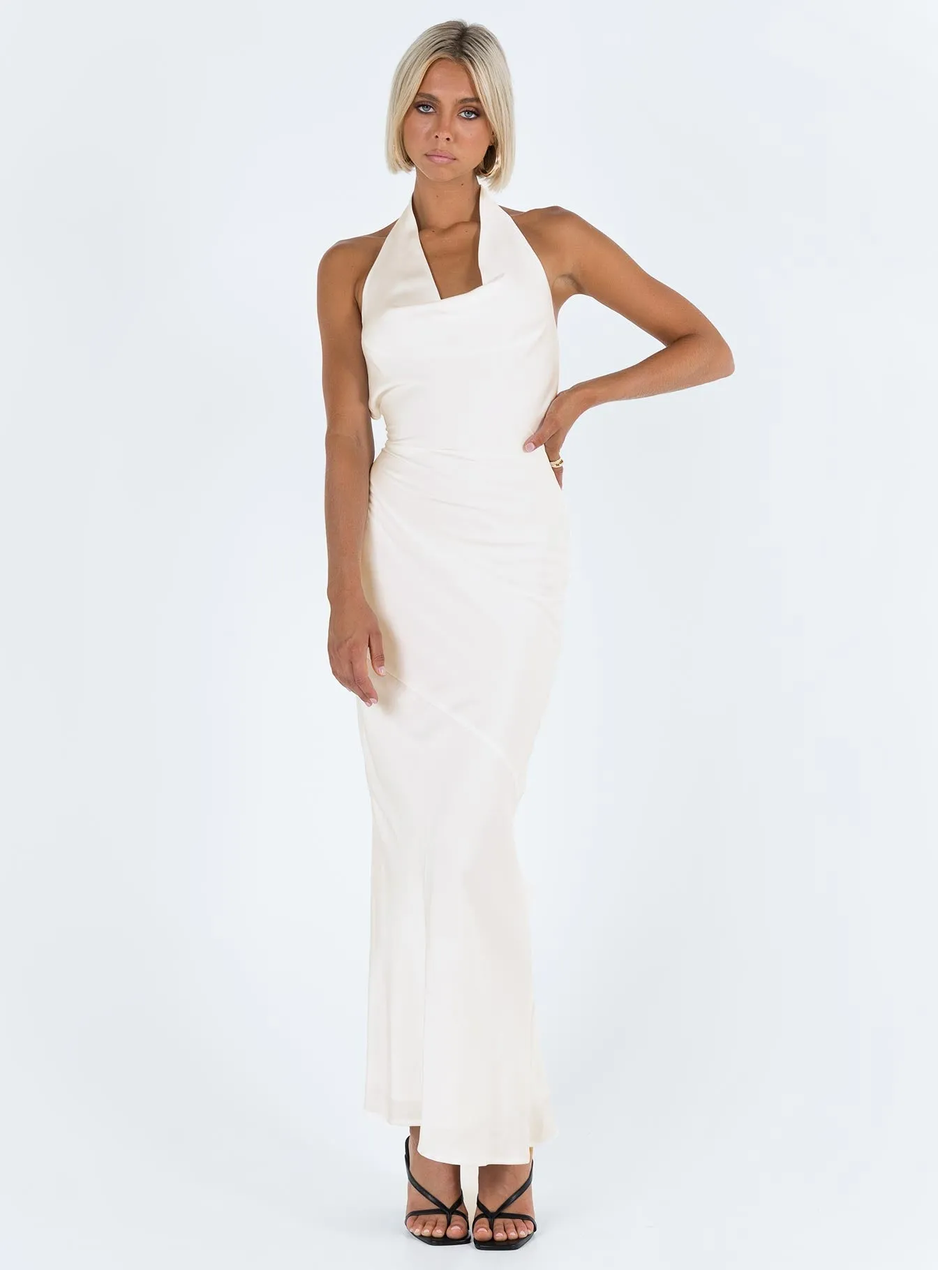 Keylan Cowl Neck Maxi Dress White Effortless Style