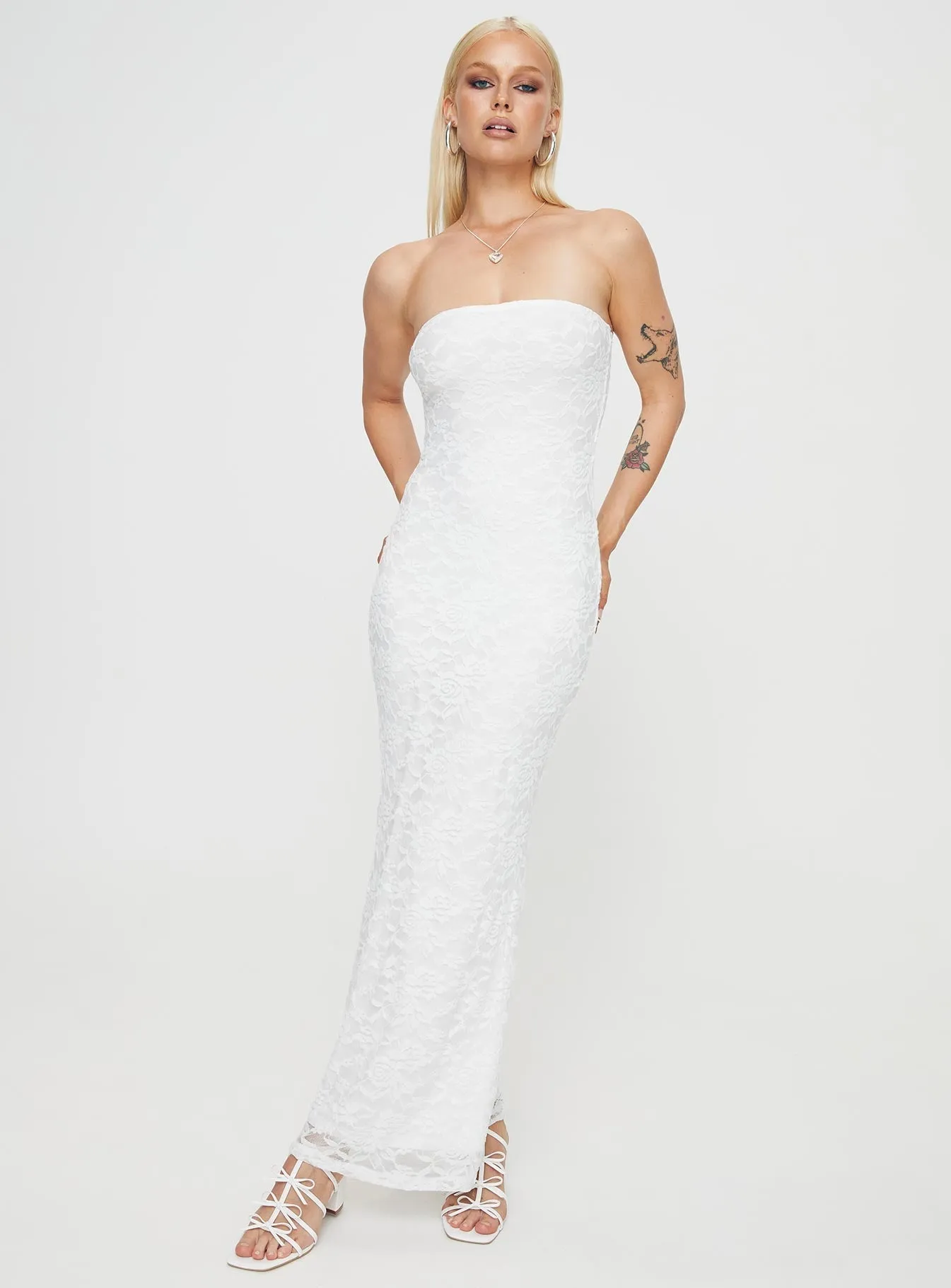 Vibrant Design Summer Fashion Lavelle Strapless Maxi Dress White
