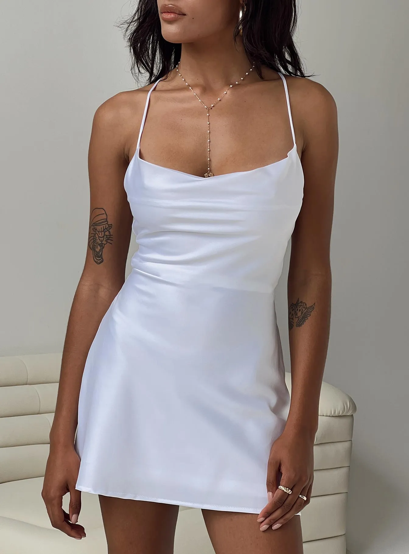 Polite Vibe Fashionable Fit Celena Mini Dress White