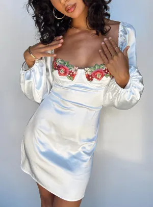 Kenzie Long Sleeve Mini Dress White Feminine Style Sophisticated Edge