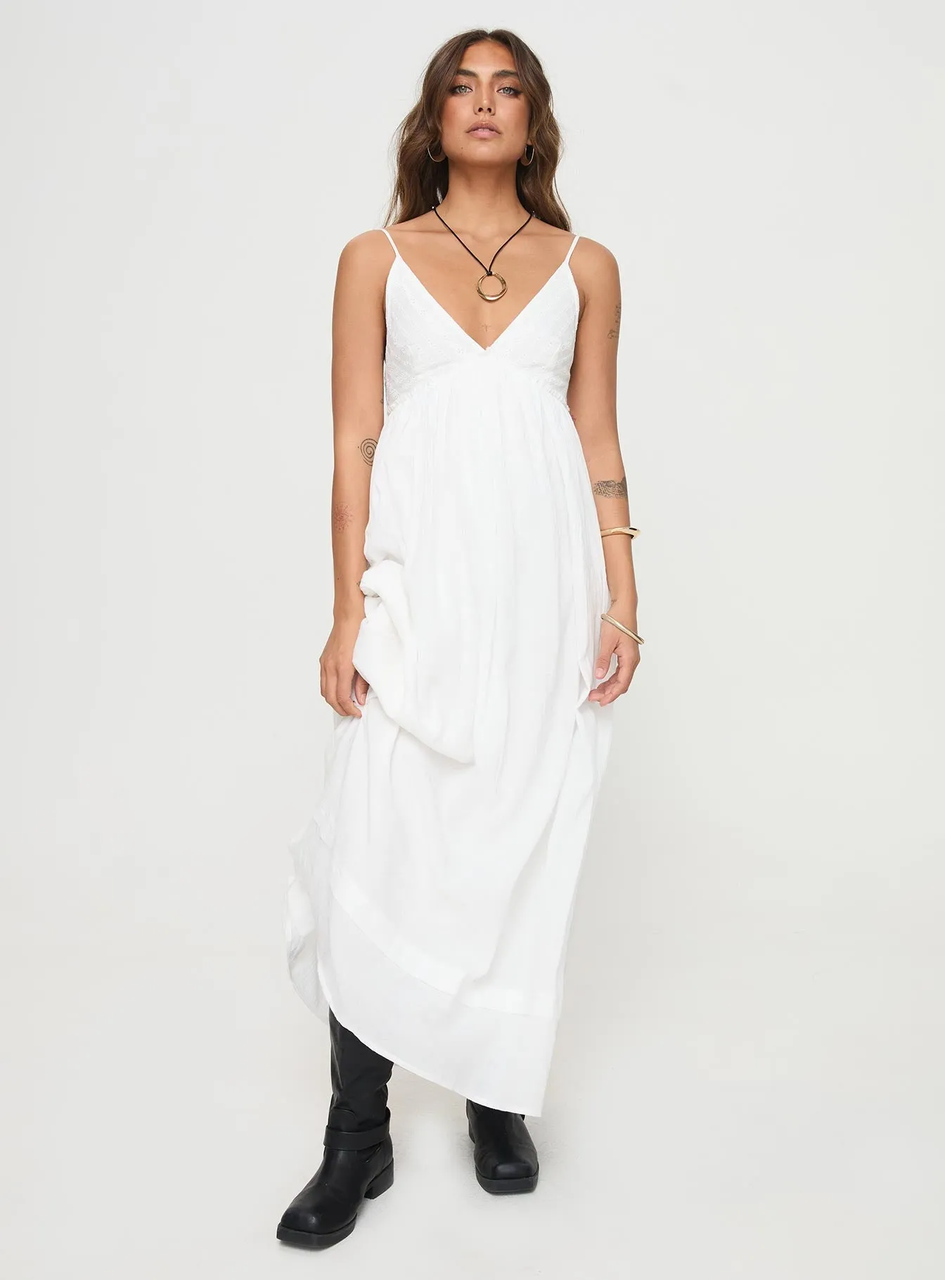 Eriksson Maxi Dress White Lightweight-Structure