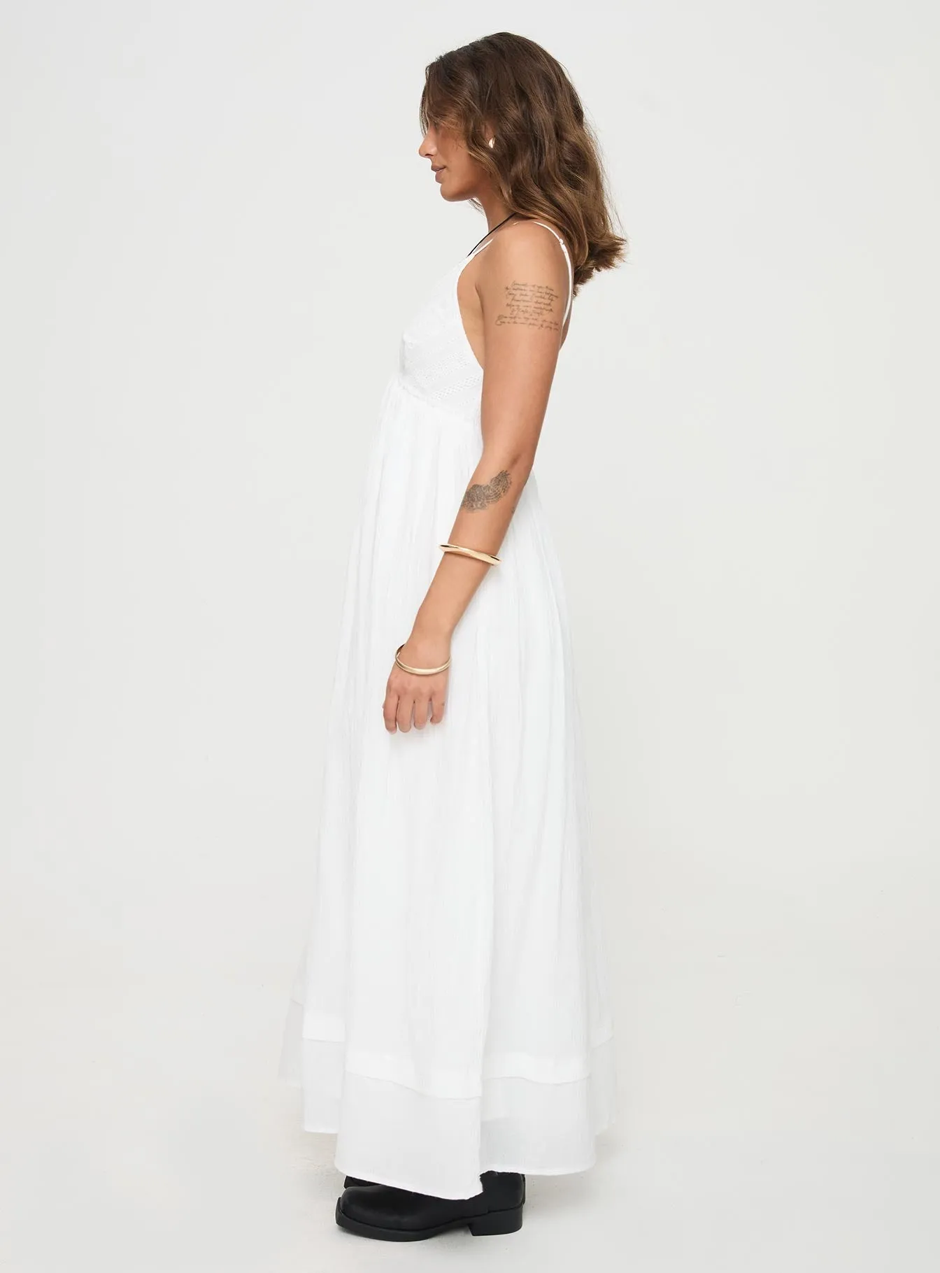 Soft-Lining Formal-look Eriksson Maxi Dress White