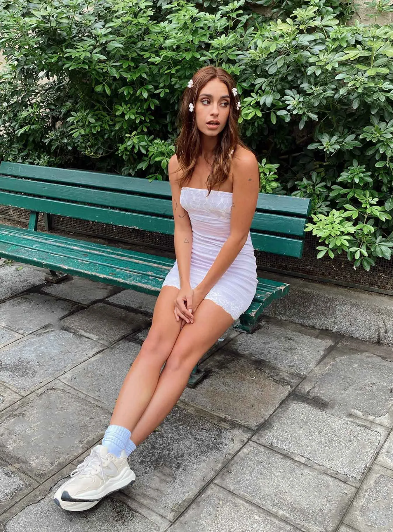 Sera Strapless Mini Dress Purple / White Minimal Aesthetic