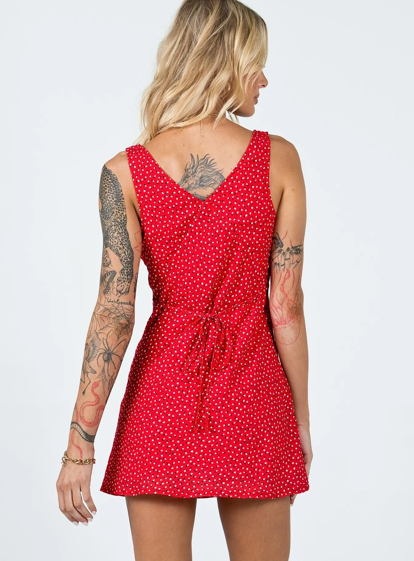 Nellie Mini Dress Red Floral Autumn Ready Sunset Hour