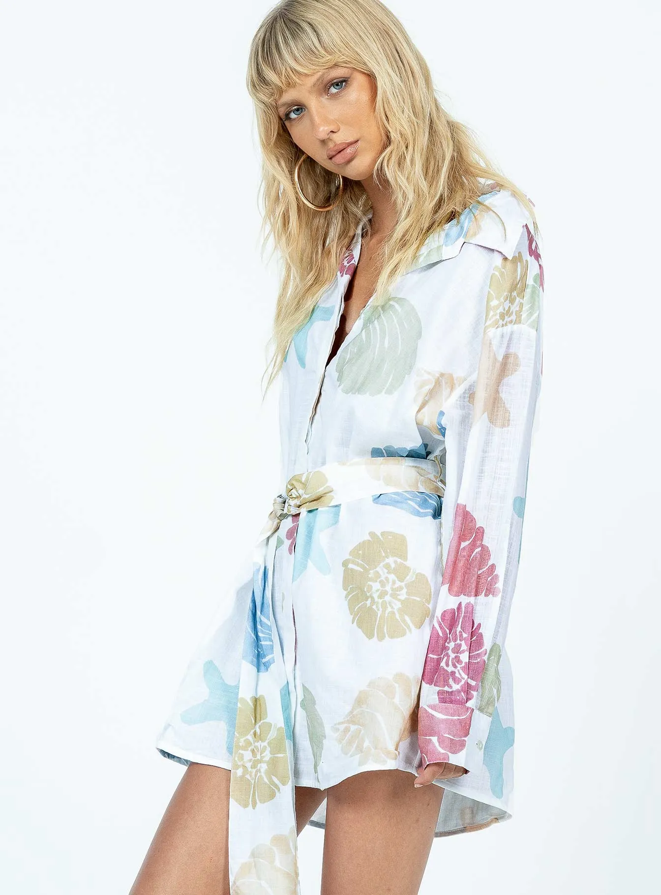Sea Life Shirt Dress Multi Fall Tone