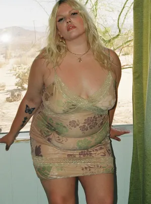 Dance Free Mini Dress Multi / Green Curve Resort Vibes Contrast-Lining