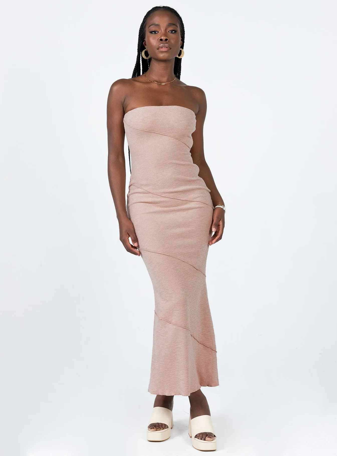 Oscar Midi Dress Dusty Pink Night Mood button detail