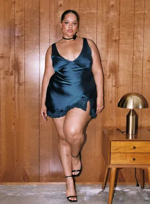 Recycled-Material Soft Comfort Athenia Mini Dress Navy Curve