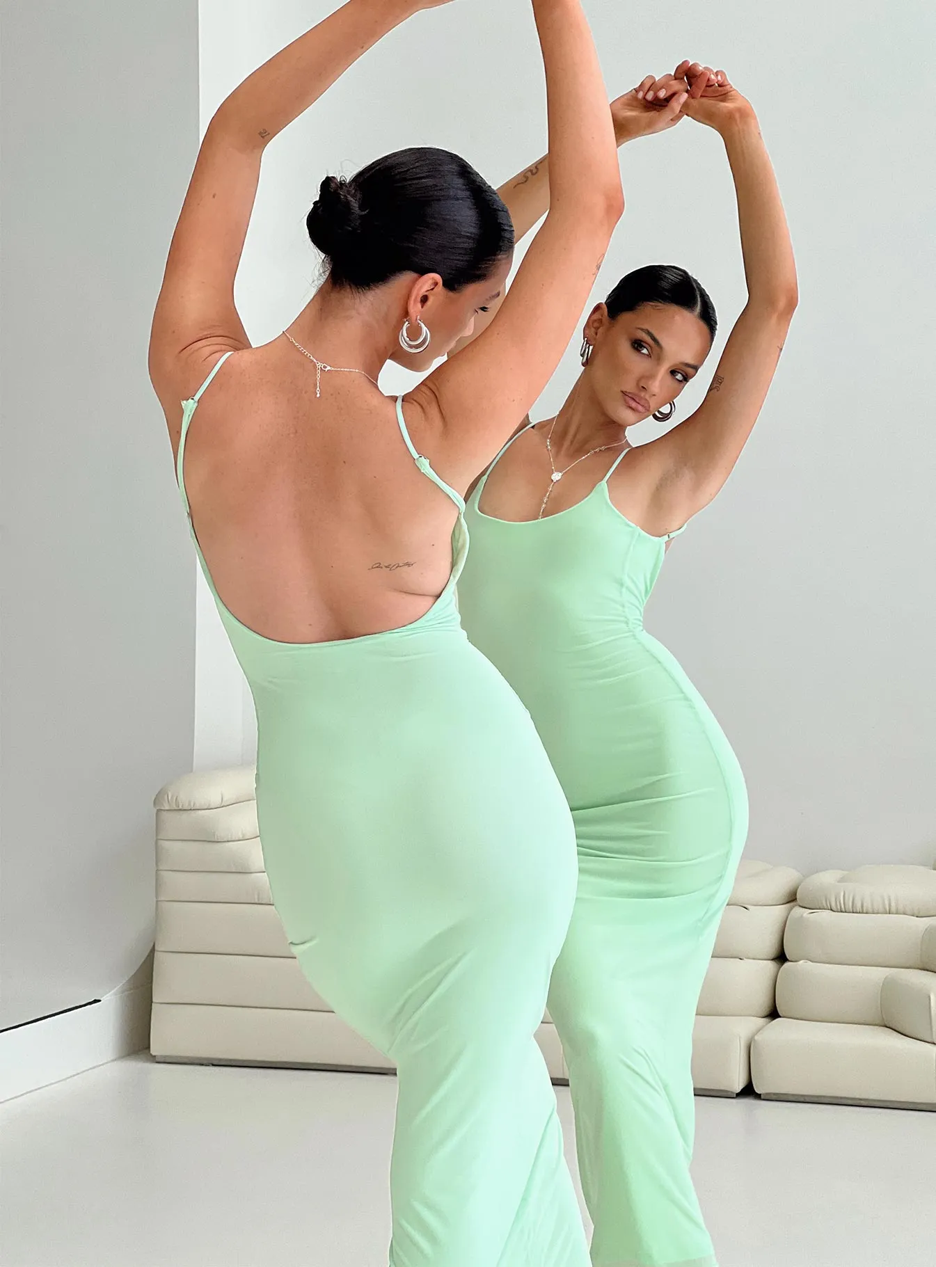 Knox Maxi Dress Mint Cozy Mood Elegant Waist Design