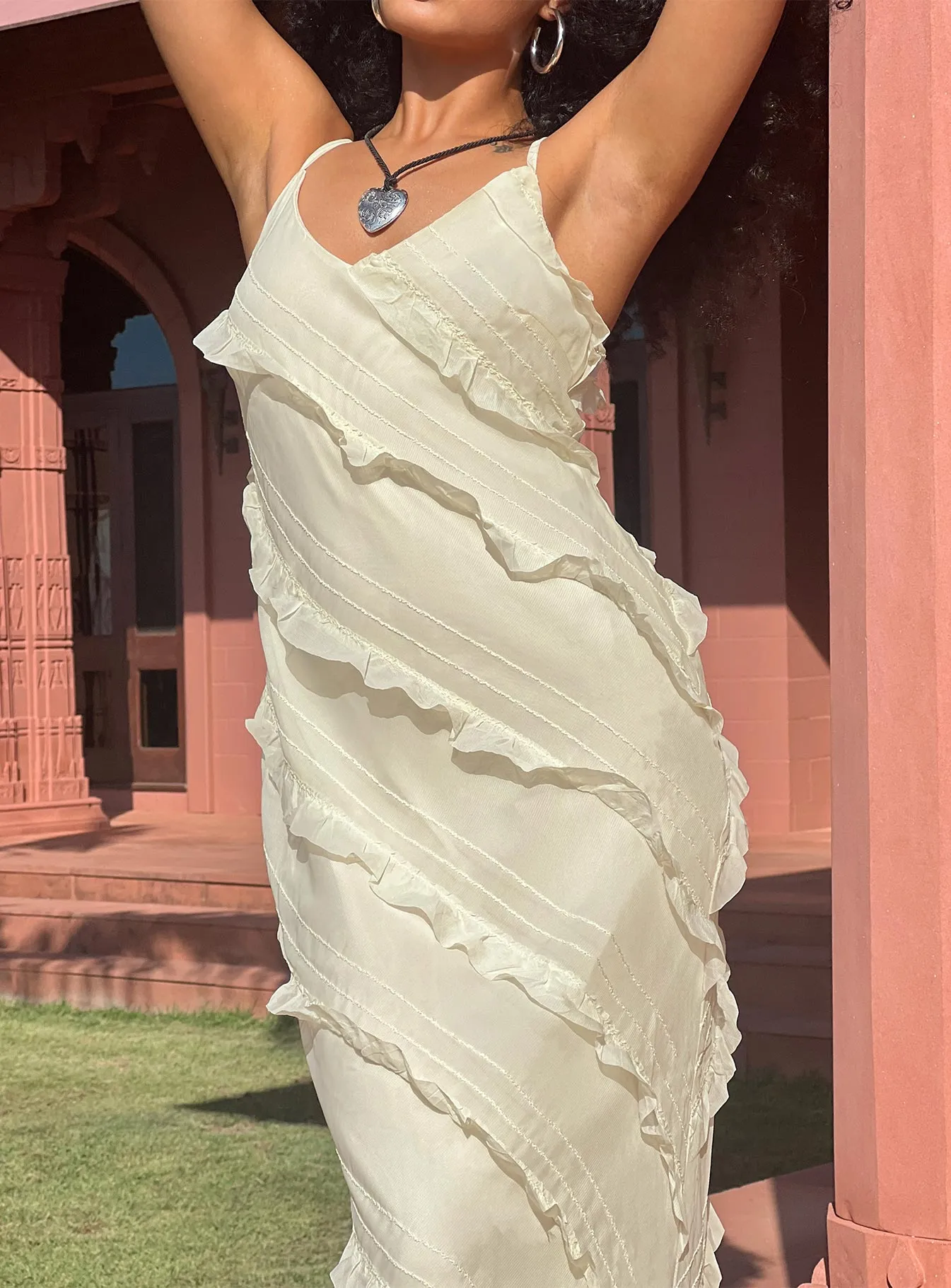 Balloon-Sleeve Perfect Waist Lars Maxi Dress Yellow