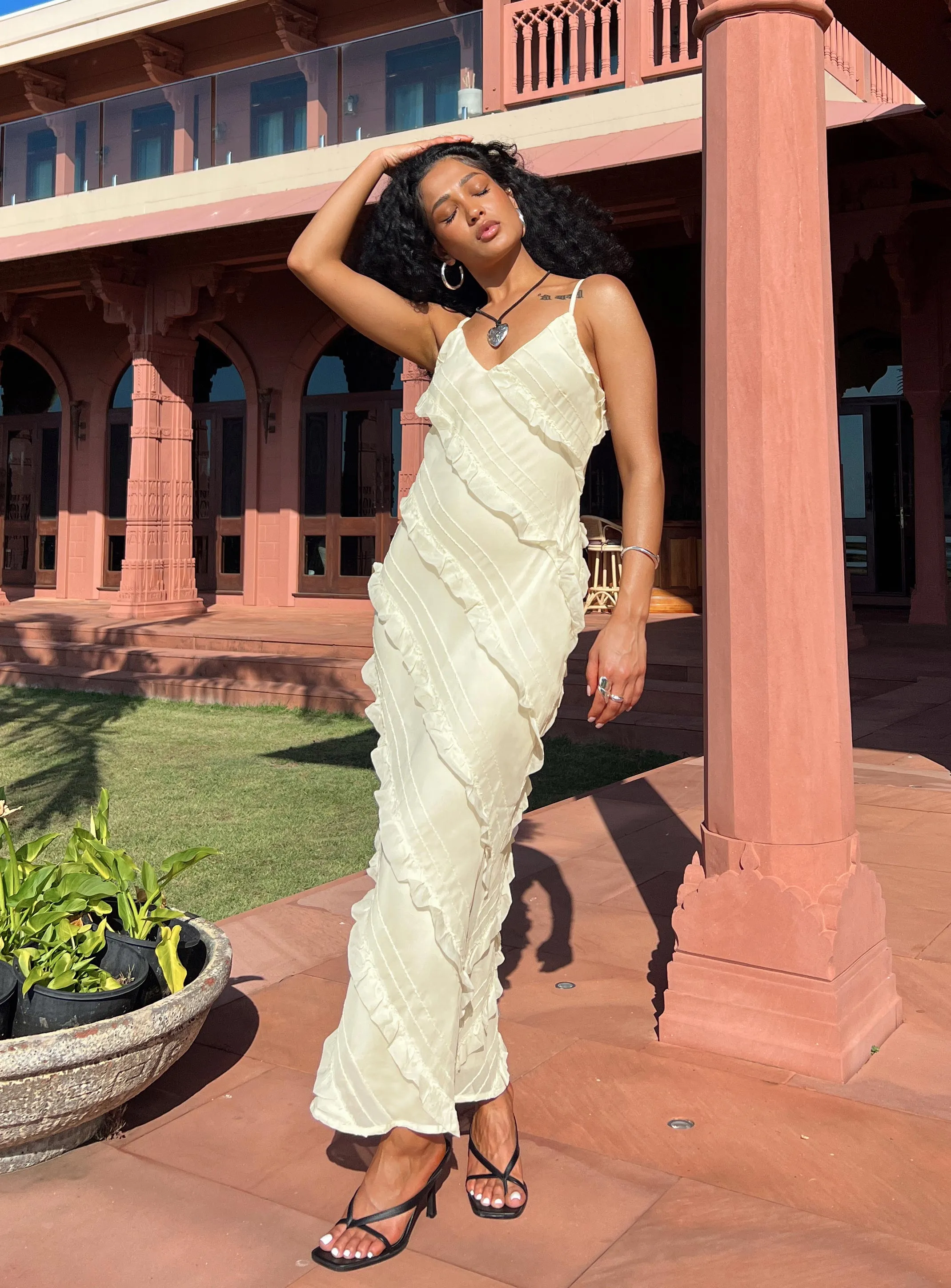 Lars Maxi Dress Yellow Dreamy Motion Relax Tones