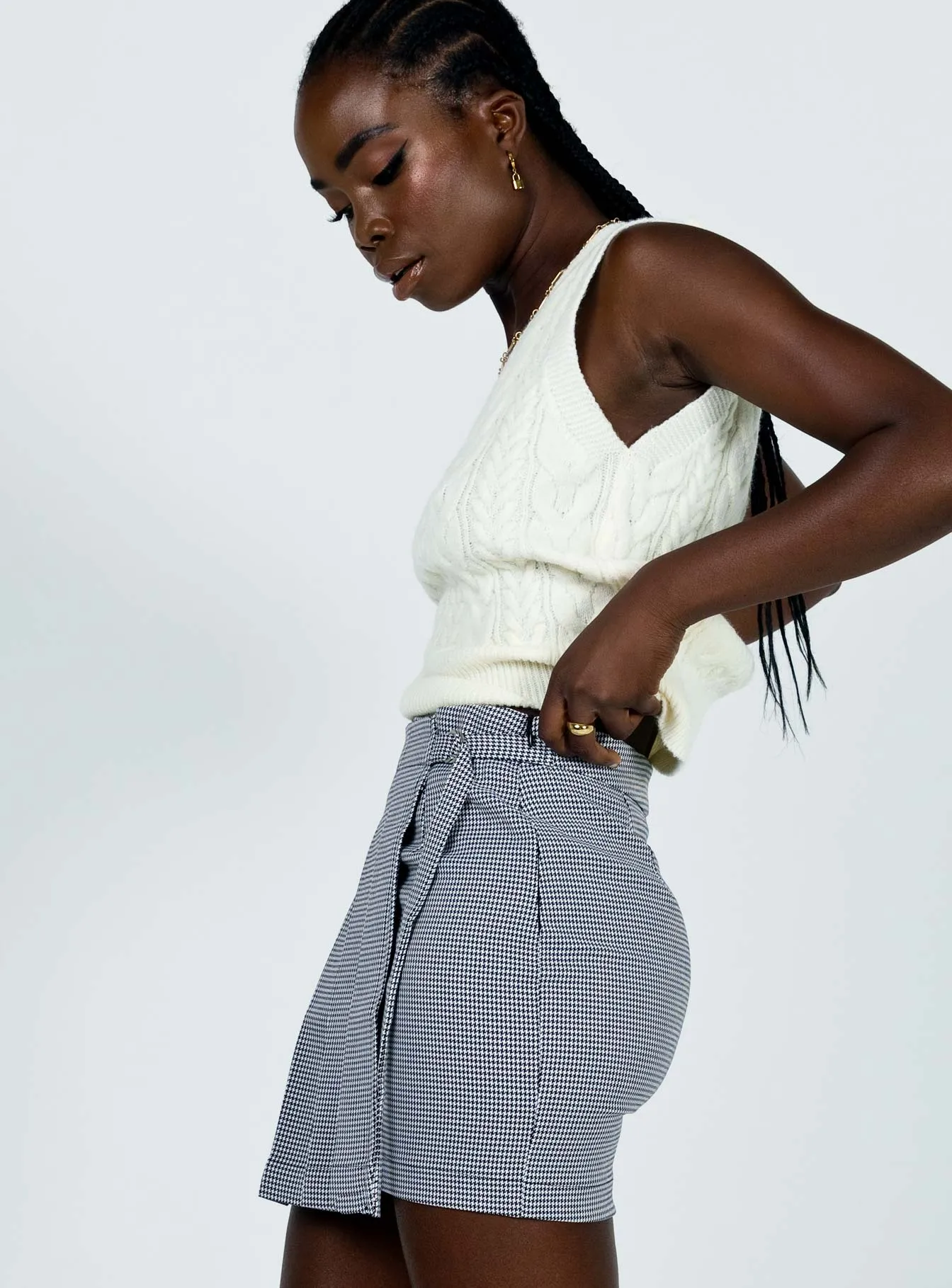 St Trinians Mini Skirt Black / White Sophisticated Casual