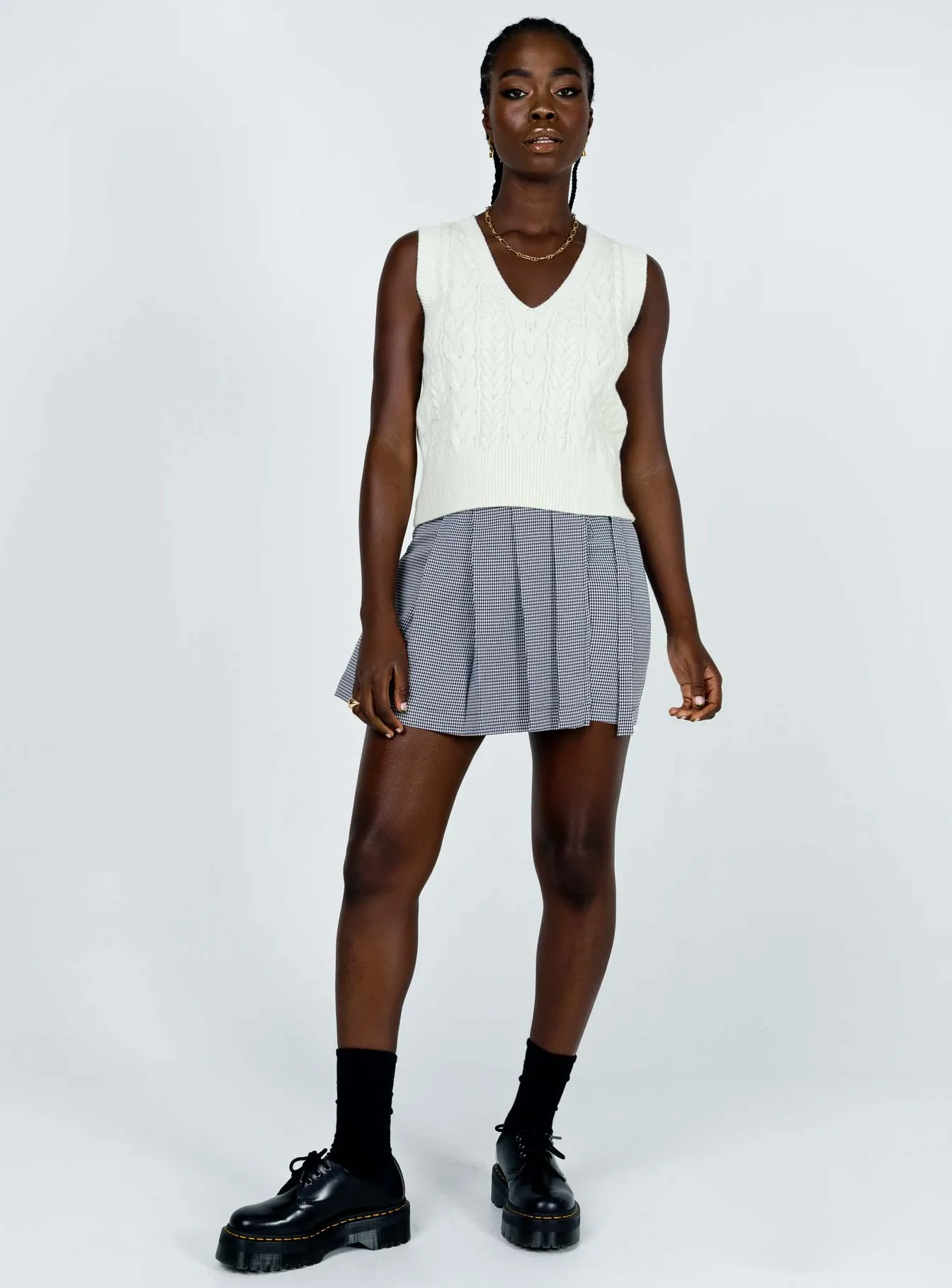 St Trinians Mini Skirt Black / White Modern Design