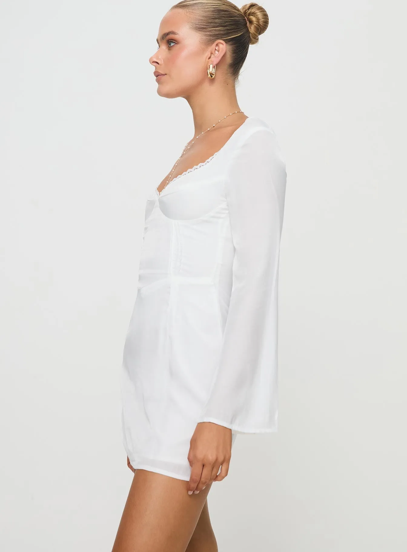 Clean Flow Lyna Long Sleeve Mini Dress White