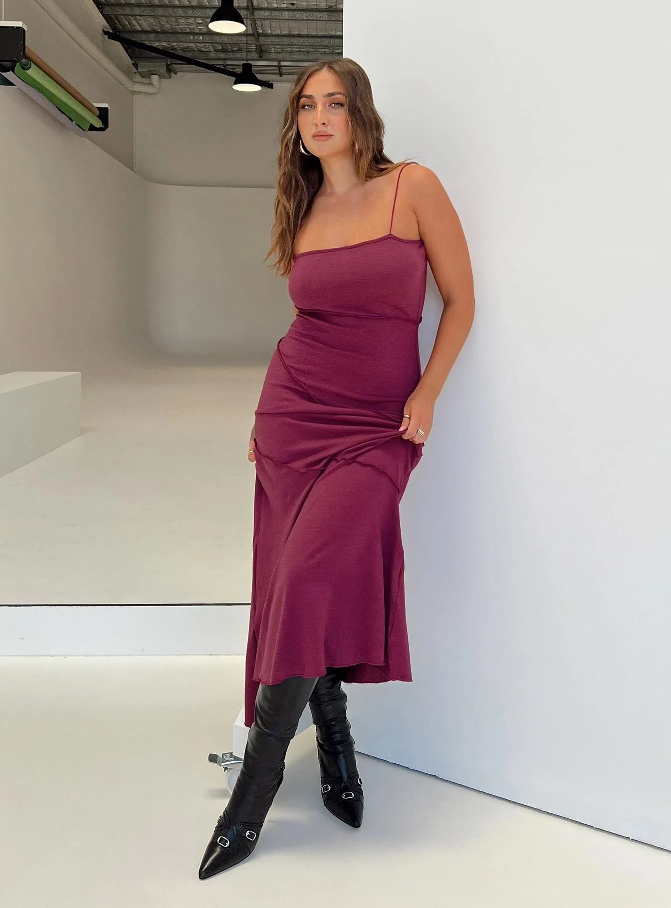 Fresh Aesthetic Andros Maxi Dress Burgundy