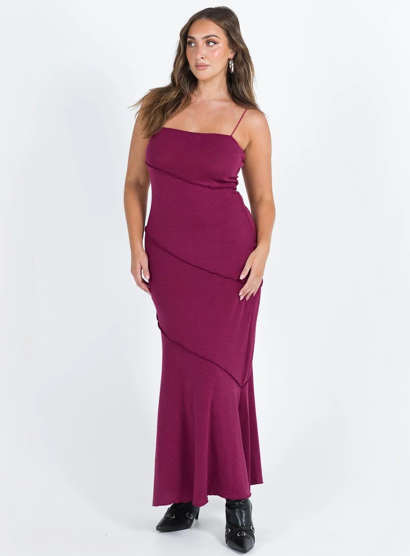 Andros Maxi Dress Burgundy Smooth Curve Essential Style