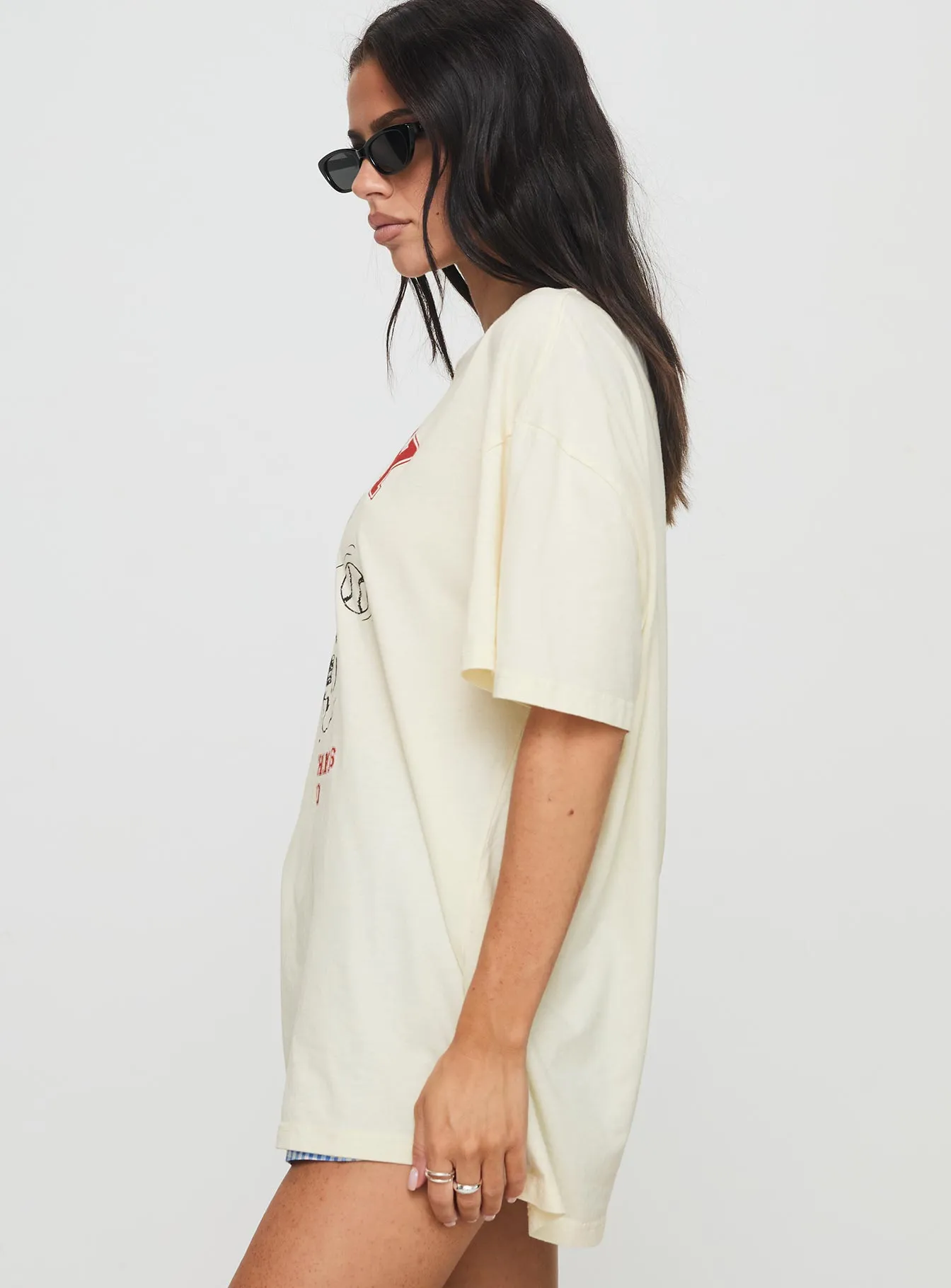 Active Comfort Casual Look Wear Snoopy Championship Oversized Tee White