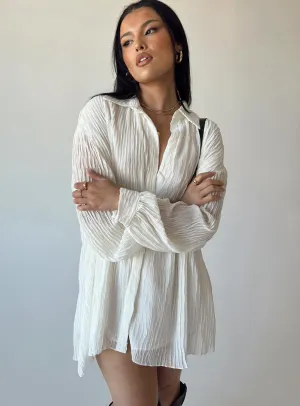 Tune In Shirt Dress White Smooth Feel Relaxed Comfort Look