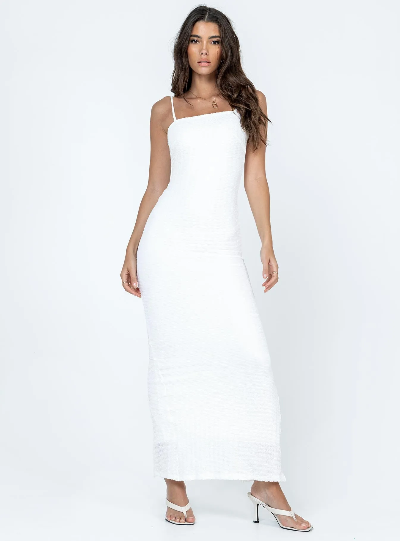 Buella Maxi Dress White Front Detail Trendy Waist