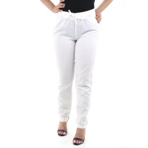 Easy Comfort Casual Office Women's Drawstring Style Casual Pant,Off White