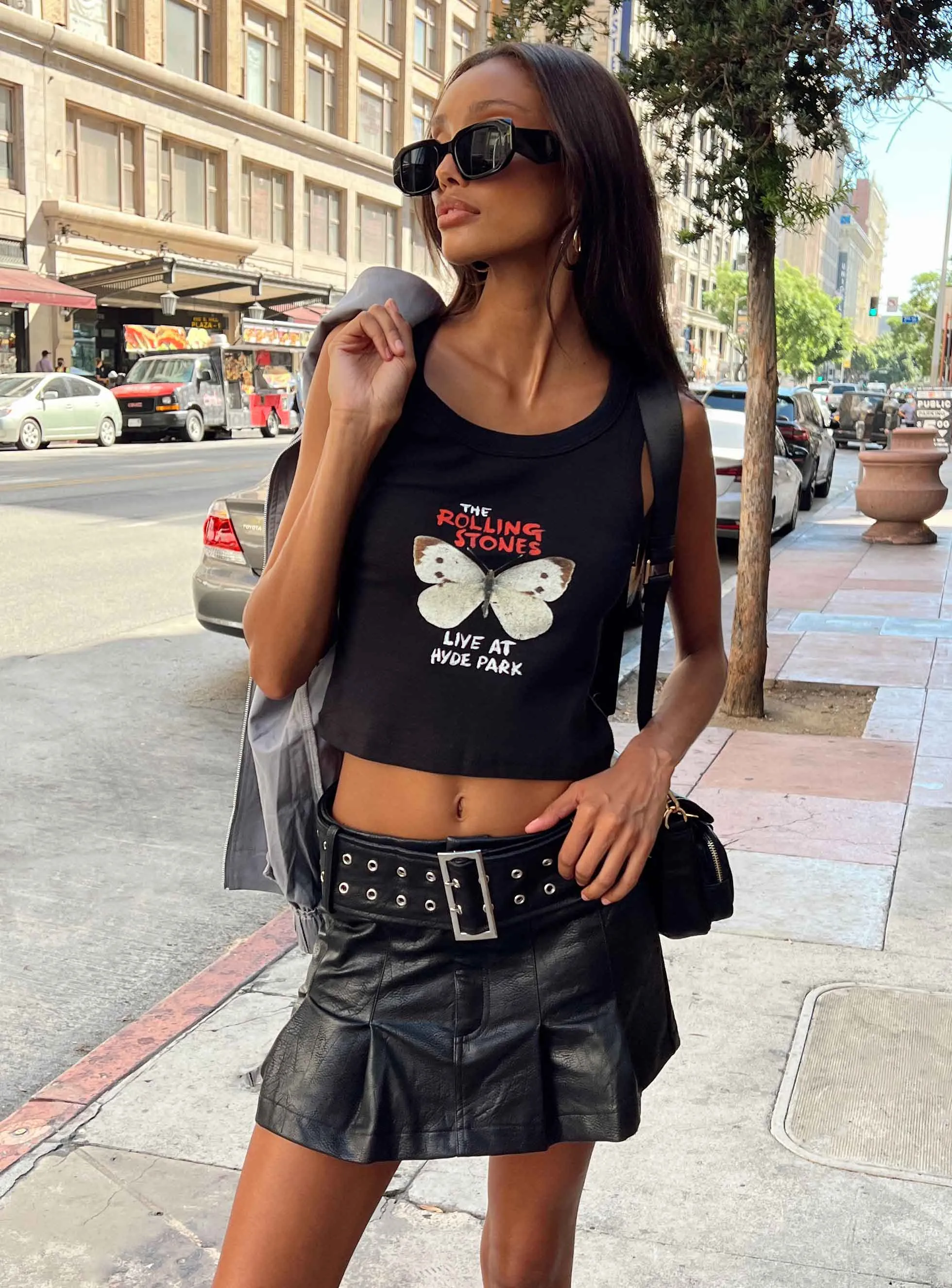 Adjustable drawstring Comfy Style Emporium PU Mini Skirt Black