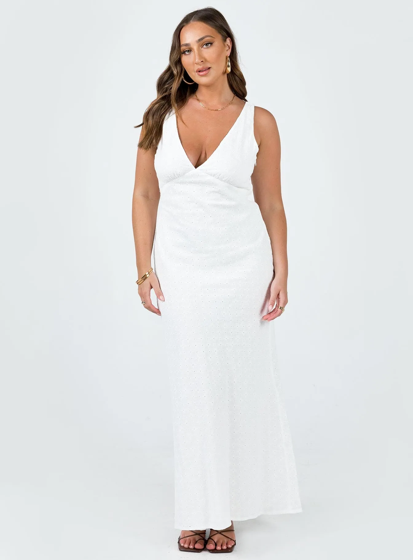 Nellie Maxi Dress White Cool Draping Editor??s-Pick