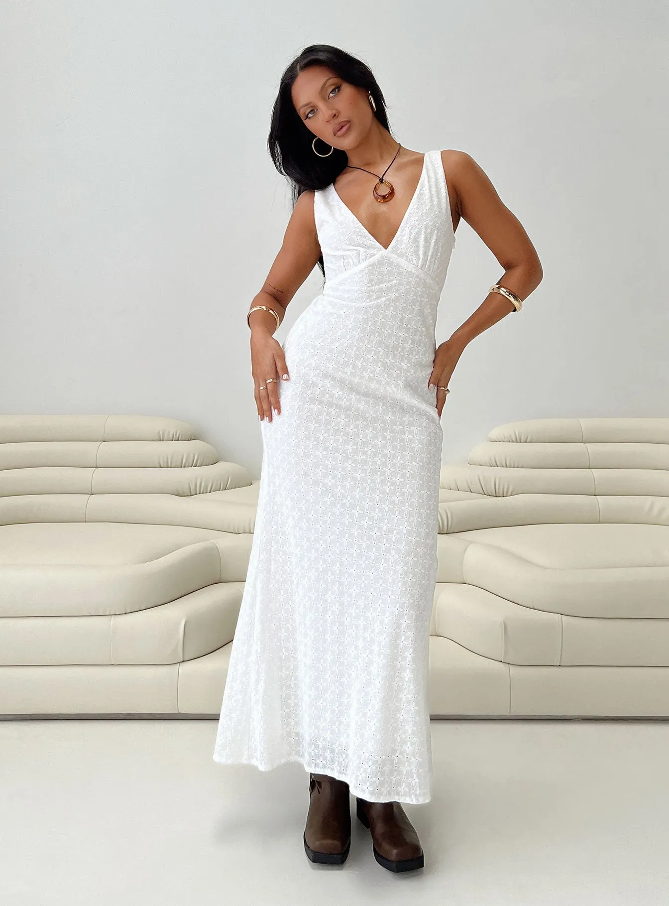 Jewel Tones Nellie Maxi Dress White