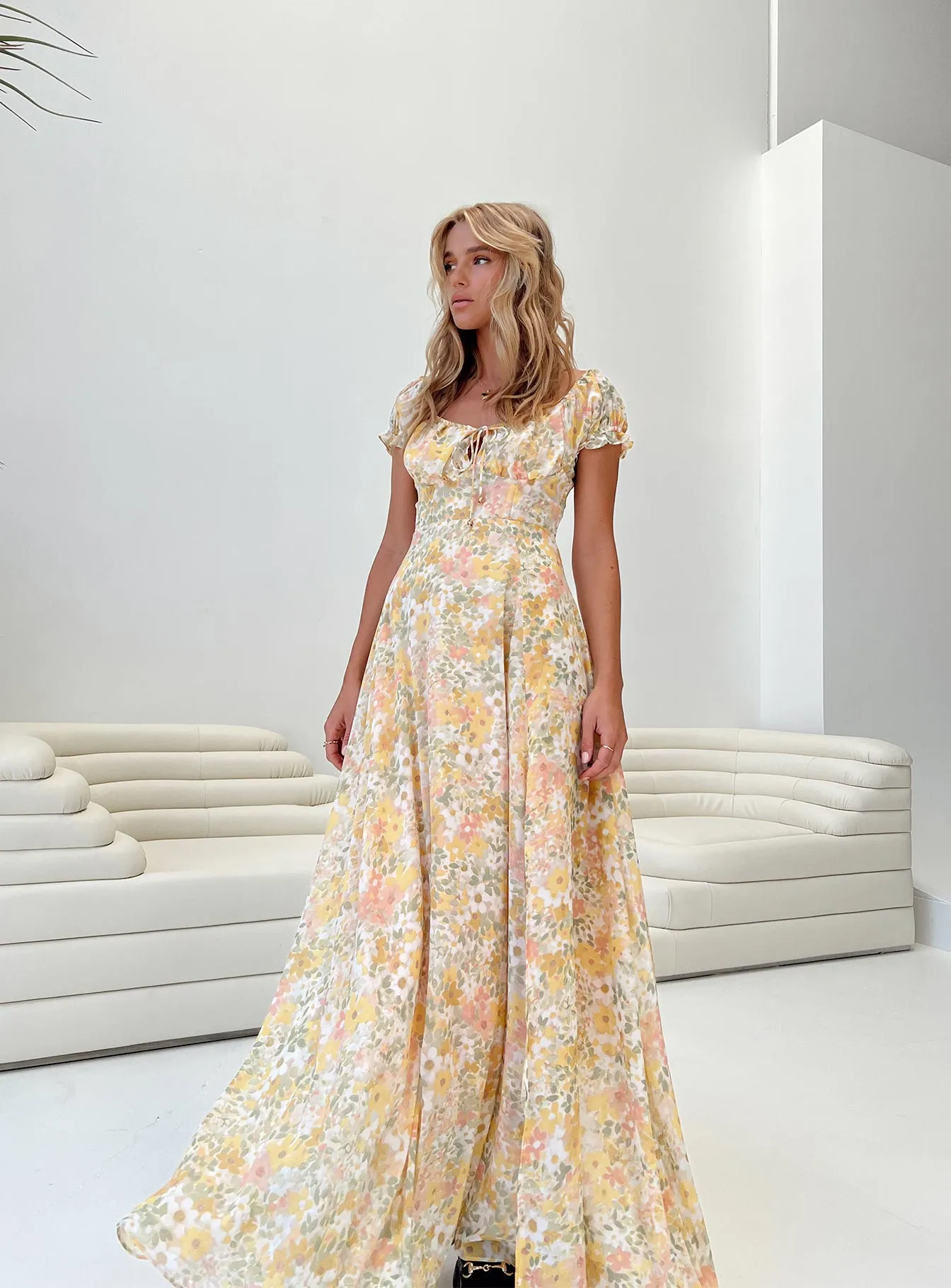 Masuda Maxi Dress Yellow Floral Elegant Piece