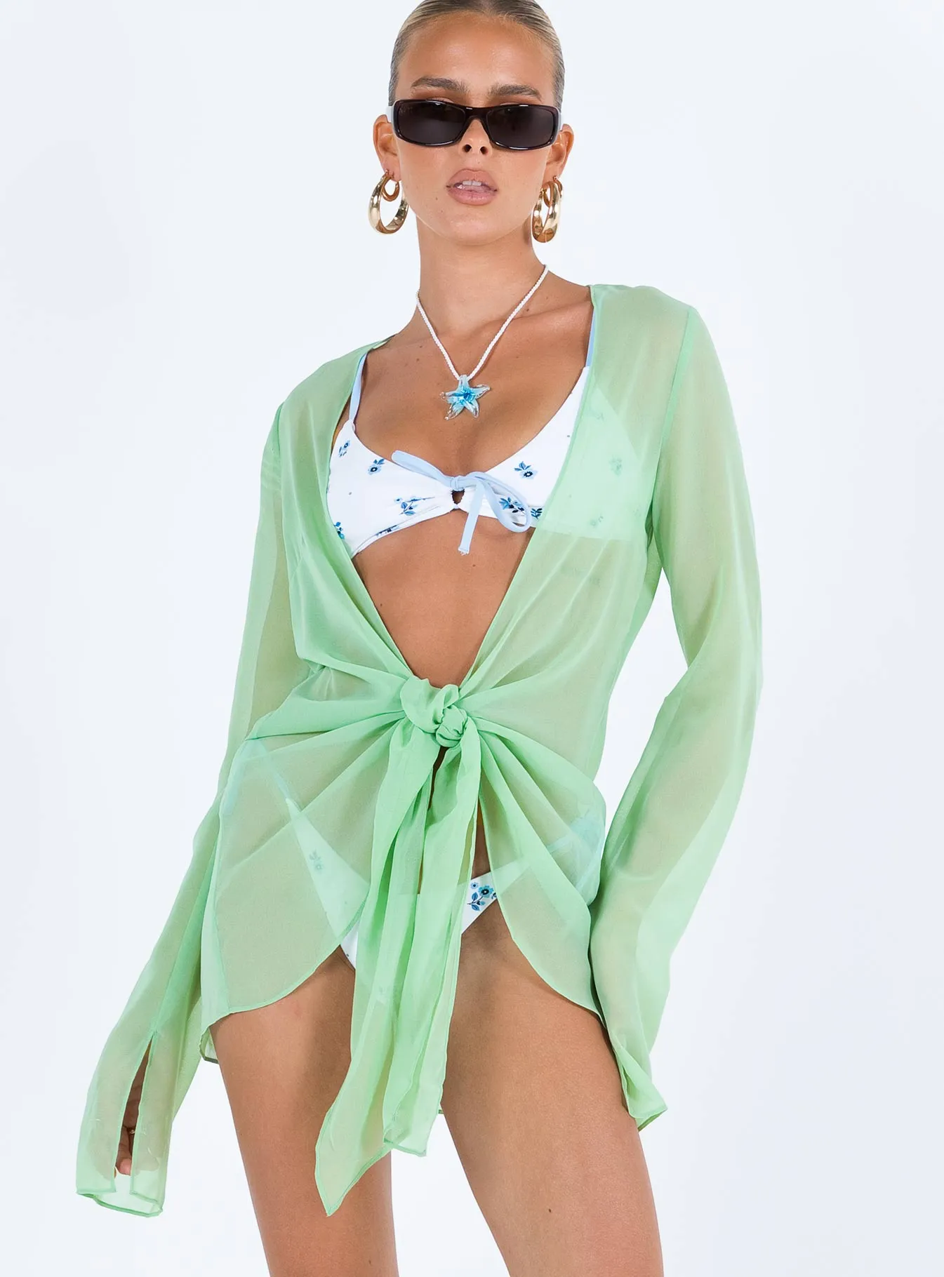 Light Flow Sharp Mini Dress Green