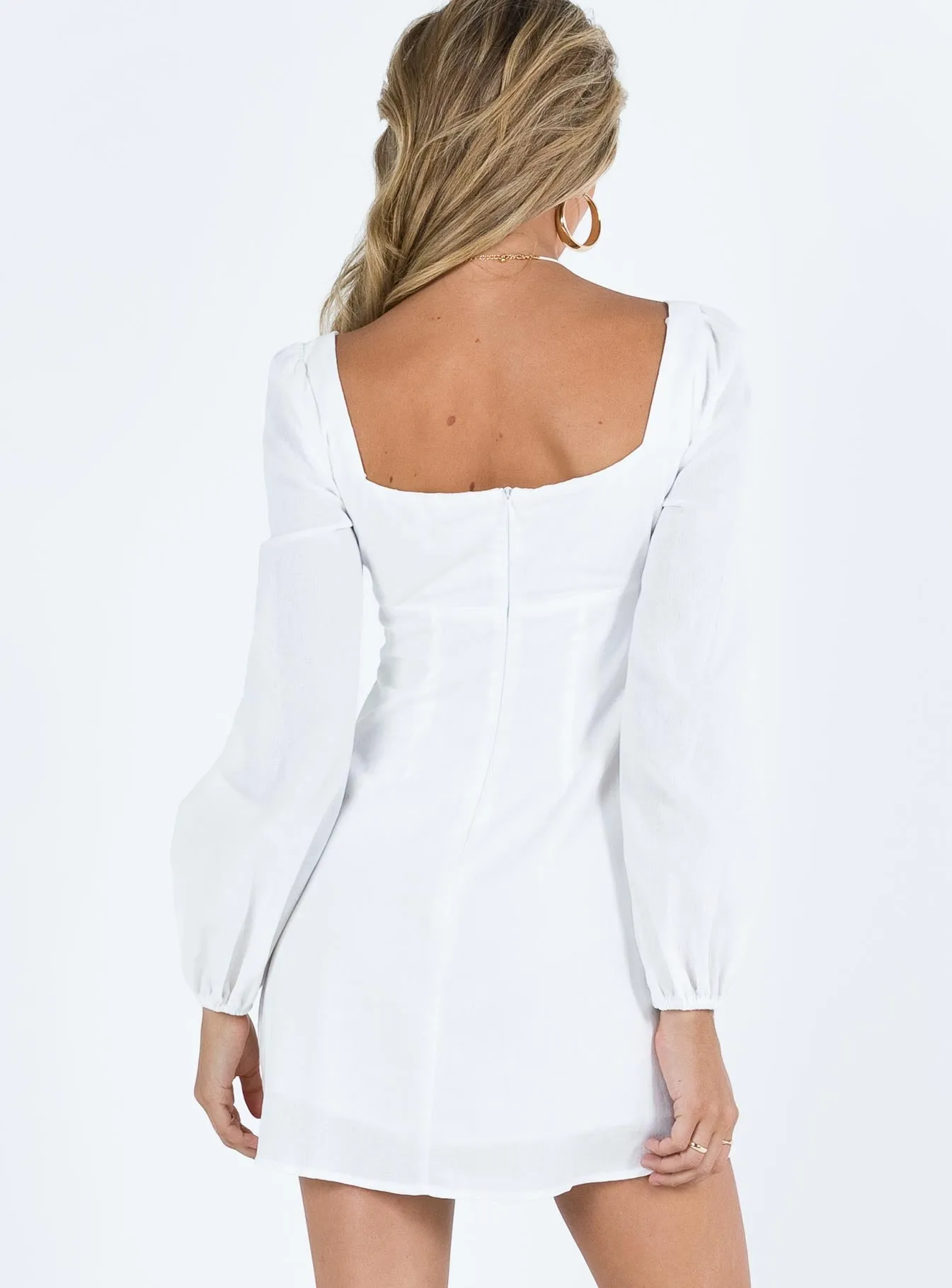 Hastings Long Sleeve Mini Dress White Light Fall