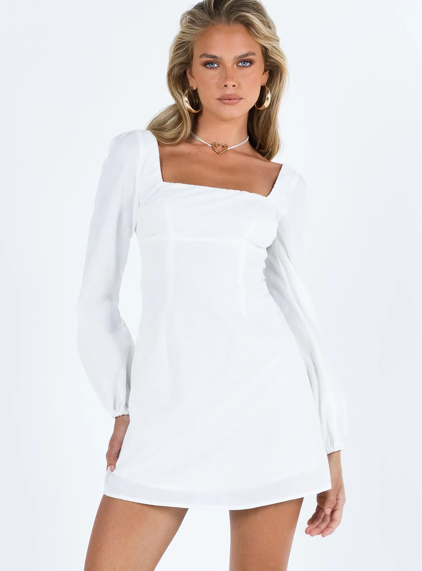 OdorControlTreatment Hastings Long Sleeve Mini Dress White