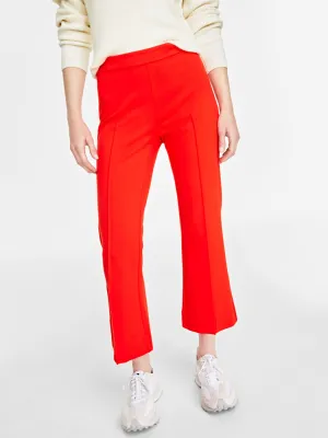 Lightweight Weave Women's Flare Ankle Pants,Red