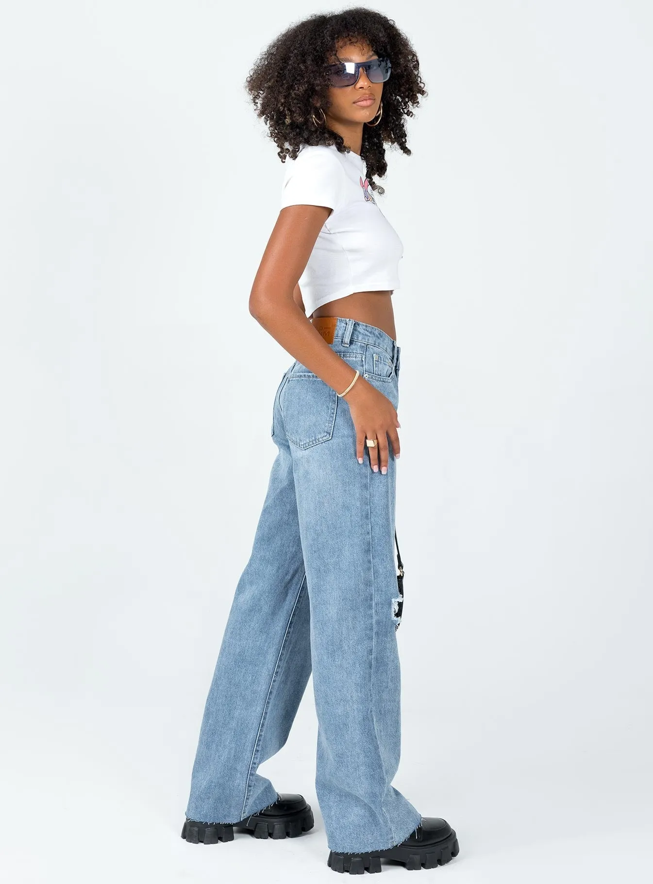 Meliana Wide Leg Denim Jeans Neat Edge