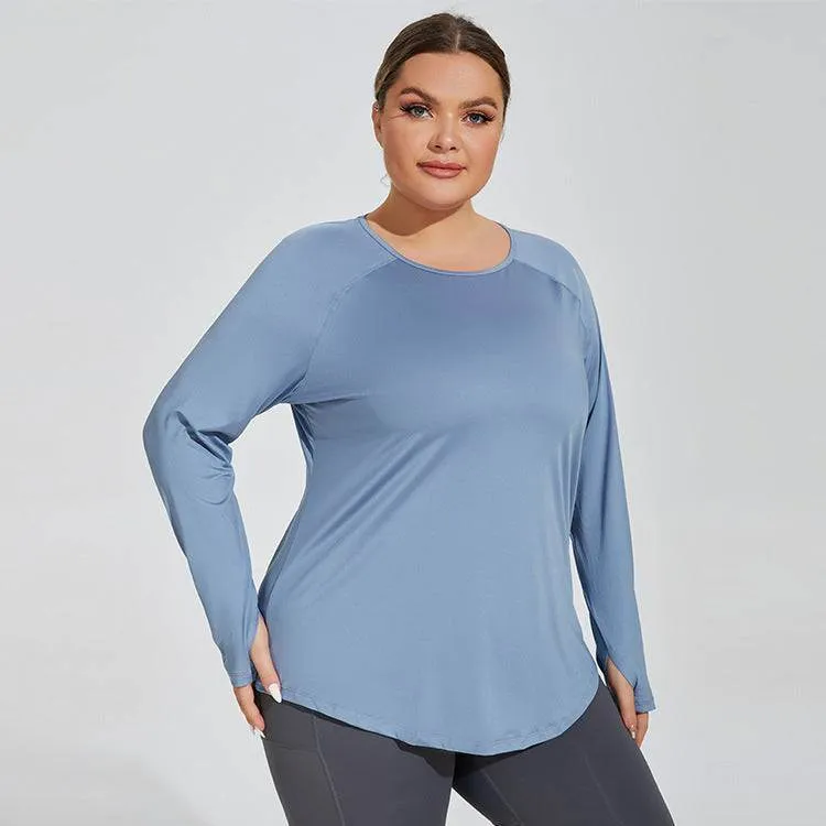Saga Fit Wool Fit Plus Size Loose Long Sleeve Yoga T-Shirts
