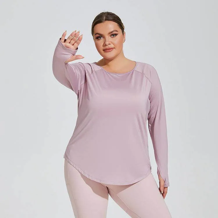 High End Classic Mode Plus Size Loose Long Sleeve Yoga T-Shirts