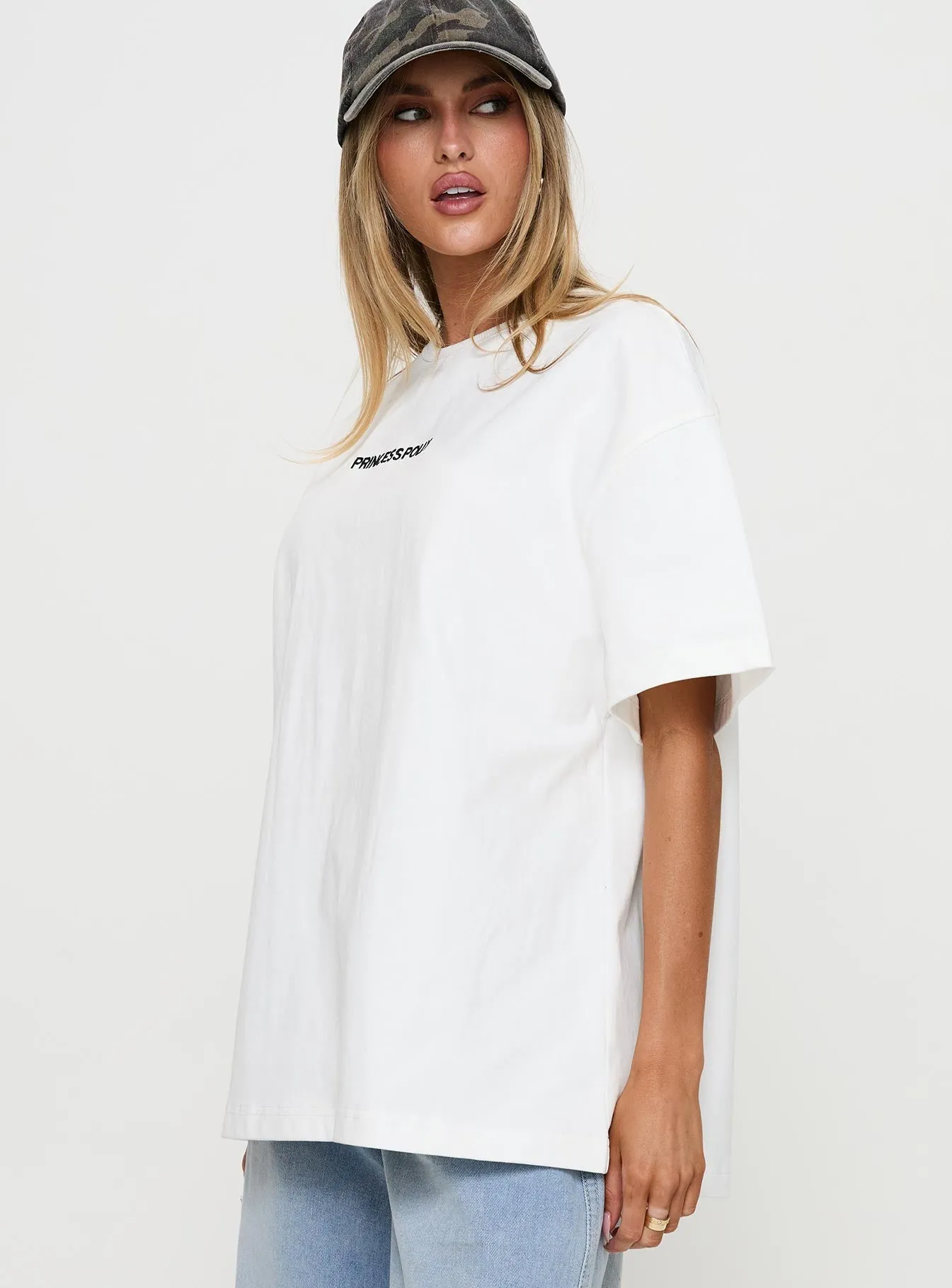 Power Play Active Oversized Tee White Flattering Shape